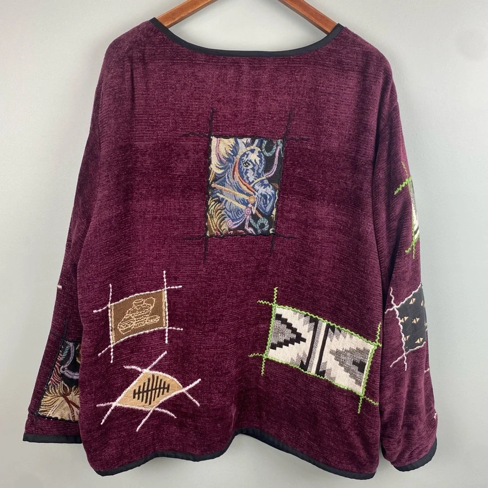 Vintage Nouveau Monde Horse Western Boho Patchwork boho Jacket size 2X